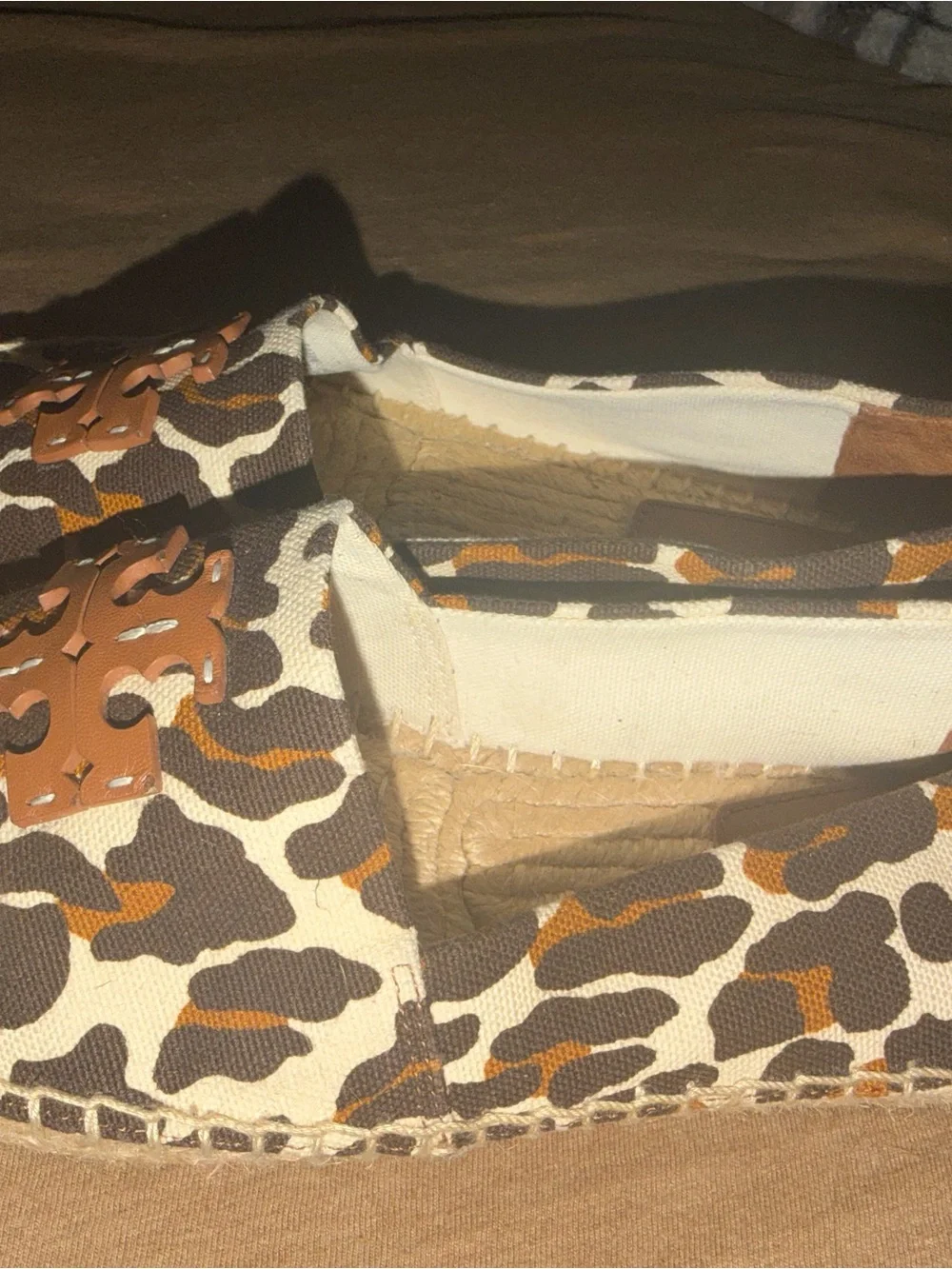 Tory Burch Leopard-Print Espadrille Slip-On with Tan Logo